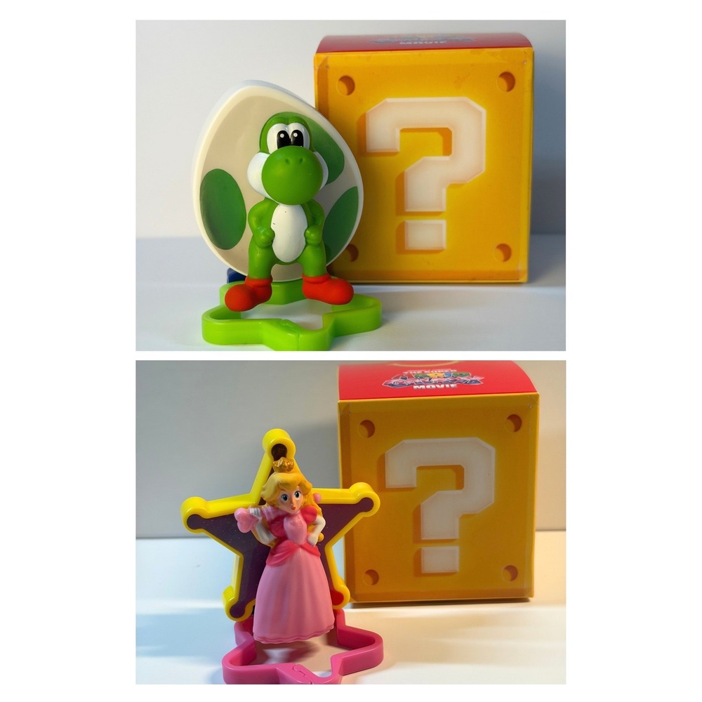 McDonalds Super Mario Galaxy Happy Meal Toys Bundle of 2 -  Yoshi and Peach